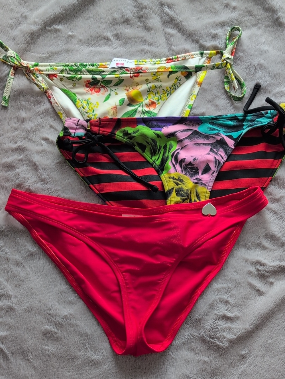 Uniqlo Women's Floral, Multicolor & Hot Pink Bikini Bottoms Trio
